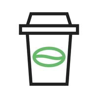 kaffekopp i linje grön och svart ikon vektor