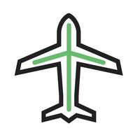 Grünes und schwarzes Symbol für die Linie des Flugzeugmodus vektor