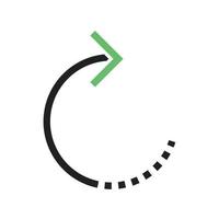 rotera höger linje grön och svart ikon vektor