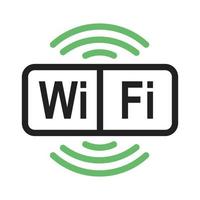 Wi-Fi-Zeichenlinie grünes und schwarzes Symbol vektor