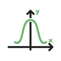 glockenförmige Diagrammlinie grünes und schwarzes Symbol vektor