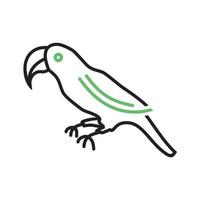 Papageienlinie grünes und schwarzes Symbol vektor