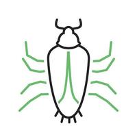 Kakerlakenlinie grünes und schwarzes Symbol vektor