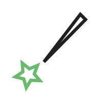 stjärna fallande linje grön och svart ikon vektor