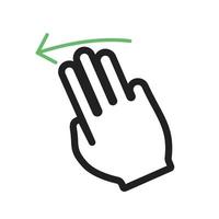 drei Finger linke Linie grünes und schwarzes Symbol vektor