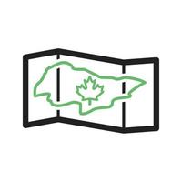 karta över Kanada linje grön och svart ikon vektor