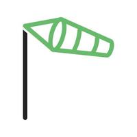 Windanzeigerlinie grünes und schwarzes Symbol vektor