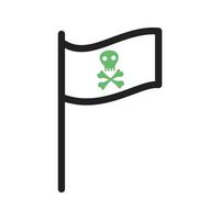 Piratenflagge i Linie grünes und schwarzes Symbol vektor