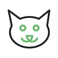 katt ansikte linje grön och svart ikon vektor