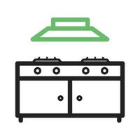 matlagning spis linje grön och svart ikon vektor