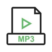 mp3-Linie grünes und schwarzes Symbol vektor