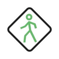 Fußgängerzeichenlinie grünes und schwarzes Symbol vektor