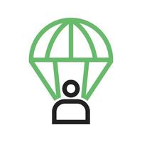 Fallschirmspringerlinie grünes und schwarzes Symbol vektor