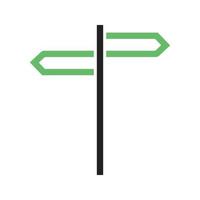 vägbeskrivning linje grön och svart ikon vektor