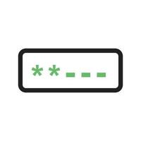 lösenord fält linje grön och svart ikon vektor