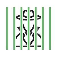 Verbrecher hinter Gittern Linie grünes und schwarzes Symbol vektor