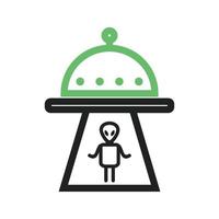 Alien-Entführungslinie grünes und schwarzes Symbol vektor