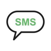 SMS-Blasenlinie grünes und schwarzes Symbol vektor