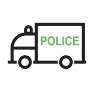 Polizeiwagenlinie grünes und schwarzes Symbol vektor