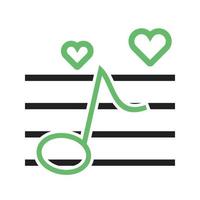 Hochzeitsmusiklinie grünes und schwarzes Symbol vektor