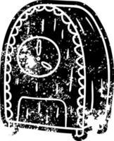 grunge ikon ritning av en gammaldags klocka vektor