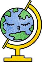 Retro-Grunge-Textur-Cartoon-Globus der Welt vektor