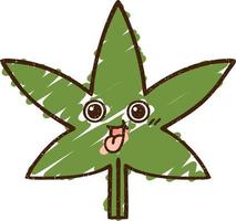Kreidezeichnung von Cannabisblättern vektor