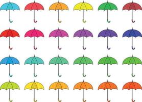 färgglada illustrationer av paraply. platt design av paraply. vektor illustration uppsättning olika färgade paraplyer.