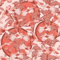 florales einfarbiges Hibiskus-arrangiertes Muster mit einem dekorativen Gefühl. nahtloses Muster. ideal für Sammelalben, Geschenkverpackungen, Tapeten, Produktdesign-Projekte. Oberflächenmusterdesign - Vektor