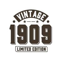 geboren 1909 vintage retro geburtstag, vintage 1909 limitierte auflage vektor