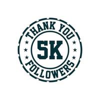 danke 5k Follower Feier, Grußkarte für 5000 soziale Follower. vektor