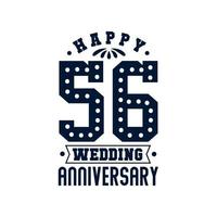 56 Jubiläumsfeier, glücklicher 56. Hochzeitstag vektor