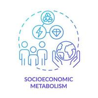 socioekonomisk metabolism blå gradient koncept ikon. affärsutveckling. metod för industriell ekologi abstrakt idé tunn linje illustration. isolerade konturritning. vektor