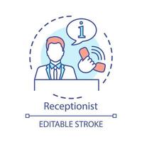 receptionist koncept ikon. sekreterare, assistent idé tunn linje illustration. callcenter, informationscenter. hotellbokning. receptionsservice. vektor isolerade konturritning. redigerbar linje