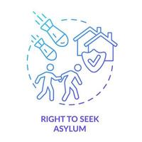 Symbol für das Symbol für das blaue Farbverlaufskonzept des Asylrechts. Schutz und Sicherheit. Asylsuchende. flüchtling recht abstrakte idee dünne linie illustration. isolierte Umrisszeichnung. vektor