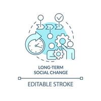 långsiktig social förändring turkos konceptikon. anledning till deltagande abstrakt idé tunn linje illustration. isolerade konturritning. redigerbar linje. vektor