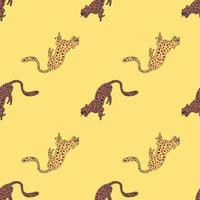 dekorativa sömlösa mönster med doodle söt leopard. handritad cheetah oändlig tapet. vektor