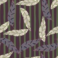enkla tropiska palmblad seamless mönster. linjär exotisk botanisk konsistens. vektor