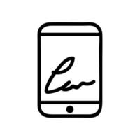 personlig signatur på smartphone ikon vektor kontur illustration