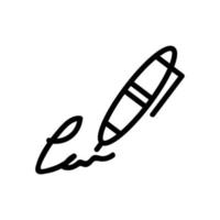 Schreiben von Unterschriften durch Stiftsymbol-Vektorumrissillustration vektor