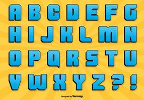 Komisk stil alfabetet set vektor