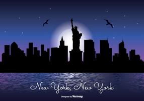 New York Nacht Skyline Illustration vektor