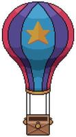 Pixelkunst-Heißluftballon-Vektorsymbol für 8-Bit-Spiel auf weißem Hintergrund vektor
