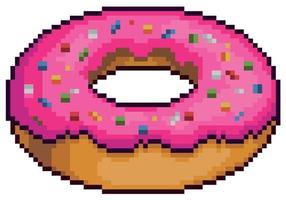 Pixel Art Donut Simpsons Vektor 8-Bit-Spielelement auf weißem Hintergrund