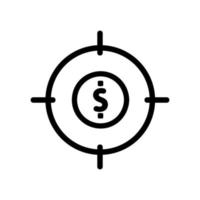 Ziel- und Dollar-Icon-Vektor. isolierte kontursymbolillustration vektor