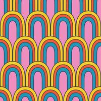 vektor retro mönster med abstrakta regnbågar. groovy sömlösa mönster. 70-tal. hippie regnbåge i retrostil.