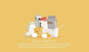 mejeriprodukter vektor banner. ekologiska naturliga mjölkprodukter.