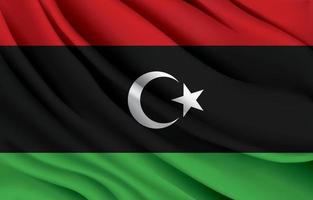 libysche nationalflagge, die realistische vektorillustration schwenkt vektor