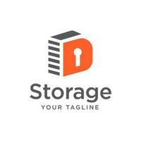 self storage logo design letter d safe storage garage vector illustration.key, garage symbol, d, design template