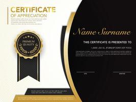 Diplom-Zertifikatsvorlage in Schwarz und Gold mit luxuriösem und modernem Vektorbild vektor